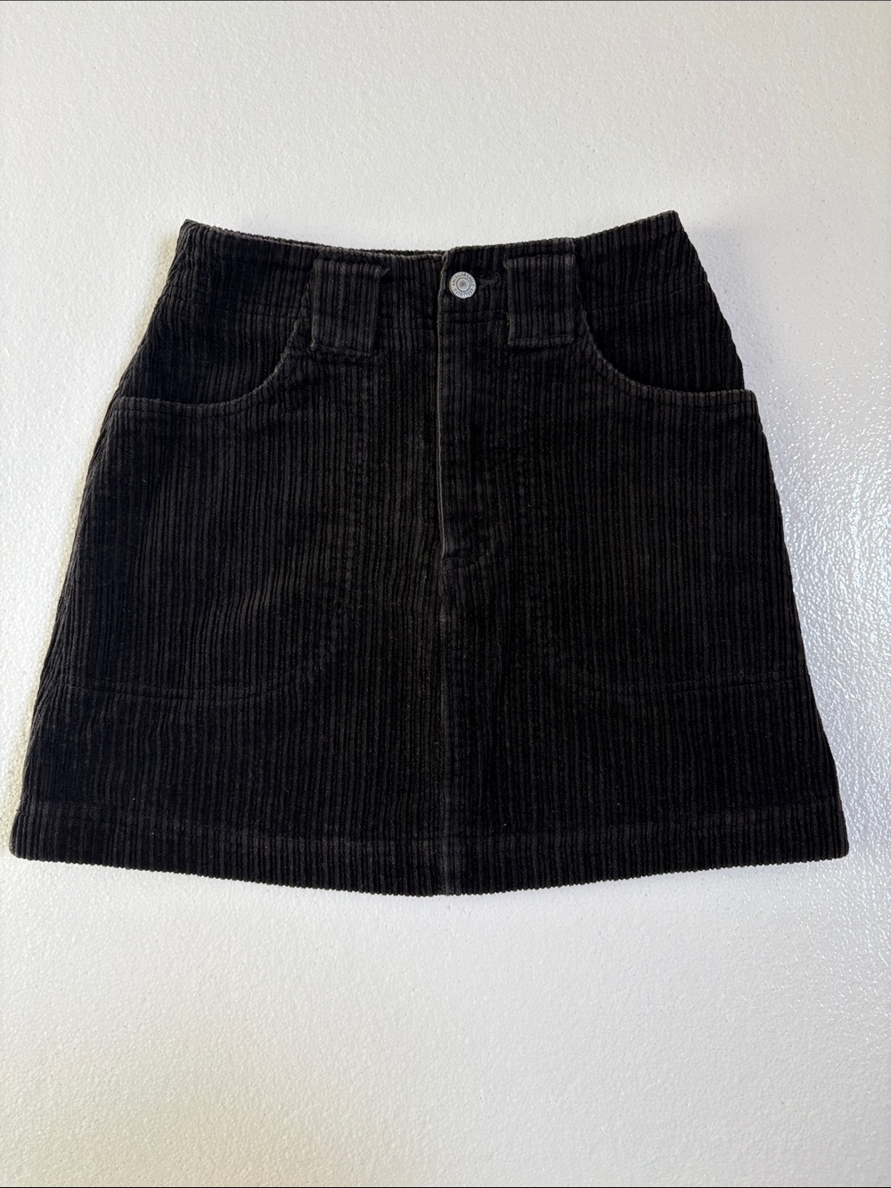 Vintage 90’s American Eagle Outfitters Black Wide Corduroy Mini Skirt Size 0